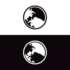 Black and white bull animal logo design  . Bull icon . Bull silhouette 