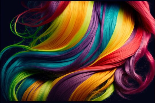 Bunte farbige Haarteile, Perücken Toupets, ai generativ