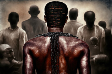 International Day of Remembrance of the Victims of Slavery and the Transatlantic Slave Trade illustration generative ai - obrazy, fototapety, plakaty