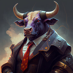a bull wearing a suit Generative AI