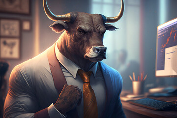 a bull wearing a suit Generative ai
