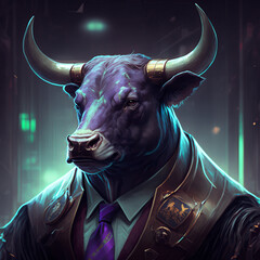 a bull wearing a suit Generative AI