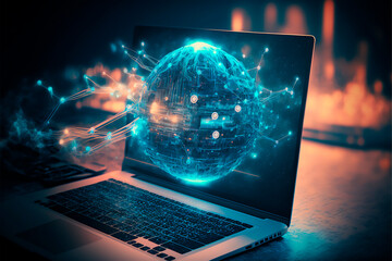 technology concept with AI (artificial intelligence) and deep learning machines. Ai generative content