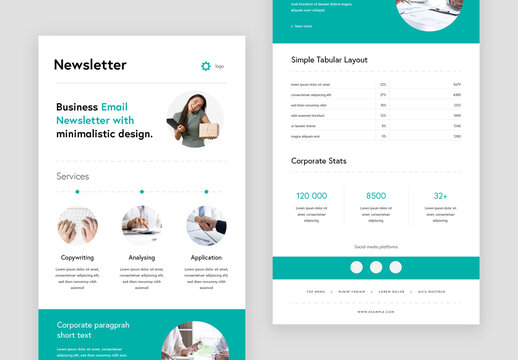 Elegant Newsletter With Teal Accent For Email Marketing