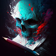 realistic drawing skull generative ai