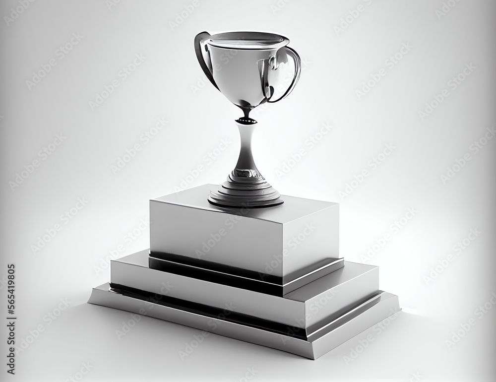 Wall mural gold trophy cup isolated on white, generative ai