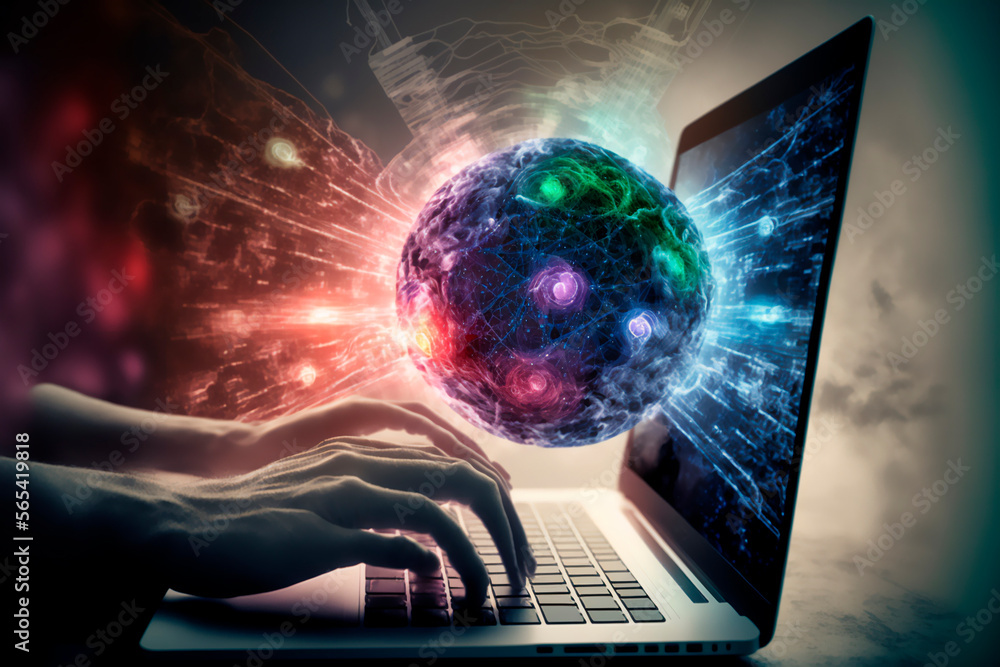 Poster technology concept with ai (artificial intelligence) and deep learning machines.