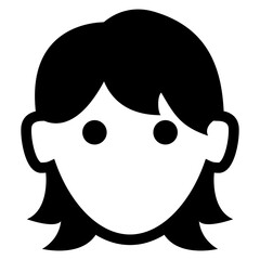 Icono avatar. Silueta aislada de cabeza de mujer