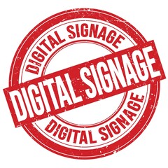 DIGITAL SIGNAGE text written on red round stamp sign