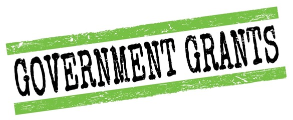 GOVERNMENT GRANTS text on green-black grungy lines stamp sign.