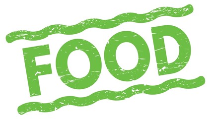 FOOD text on green lines stamp sign.