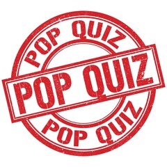 POP QUIZ written word on red stamp sign