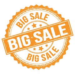 BIG SALE text on orange round stamp sign