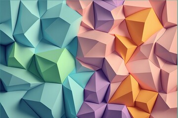 Fototapeta premium Pastell farbige Origami Polygon Hintergrund Motiv, ai generativ