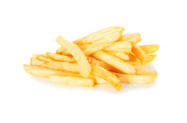 French fries against a white background