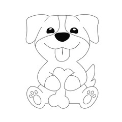 Obraz premium Pretty Puppy Dog coloring page Design for Kids Children preschool stock Black and white vector style illustration for coloring book