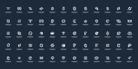 Abstract monogram logos best collection. symbol abstract logos, black and white.	