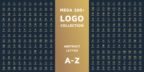 mega logos collection, abstract initial letter A to Z branding modern. logotype design template inspiration. monogram gradient color