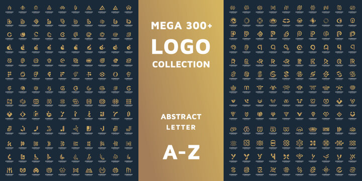 mega logos collection, abstract initial letter A to Z branding modern. logotype design template inspiration. monogram gradient color