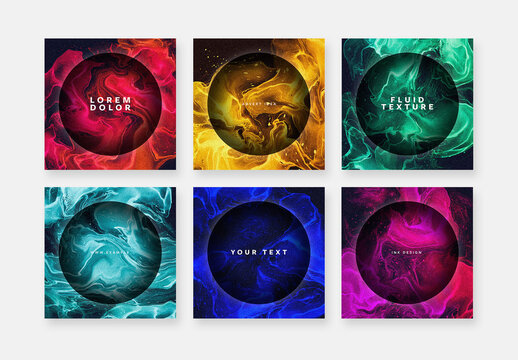 Social Media Layouts With Fluid art Backgrounds