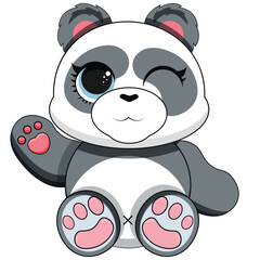 Cute baby panda bear on a white background. Vector illustration.