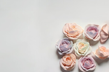 Pastel color roses with white background, generative AI