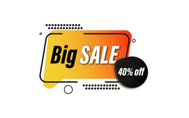 40% off Big SALE message template yellow vector