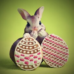 Easter gingerbread. Traditional homemade hand-decorated Easter eggs.
