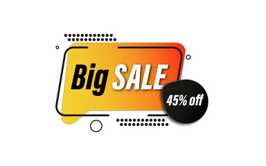 45% off Big SALE message template yellow vector