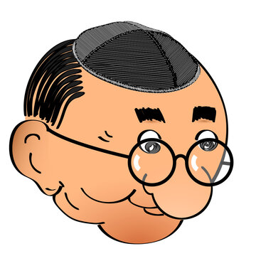 jewish man wearing glasses and kippah clip art preview