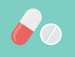  Pill flat icon isolated on white background. Vector illustration.