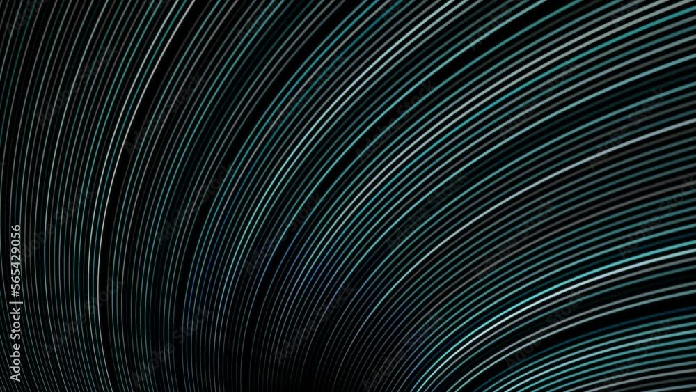 Poster looped curved lines pattern gradient motion animation on black background.