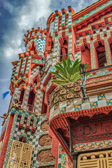 Details from facade of Casa Vicens, Barcelona, Catalonia, Spain. Architect Antoni Gaudi - 565429071