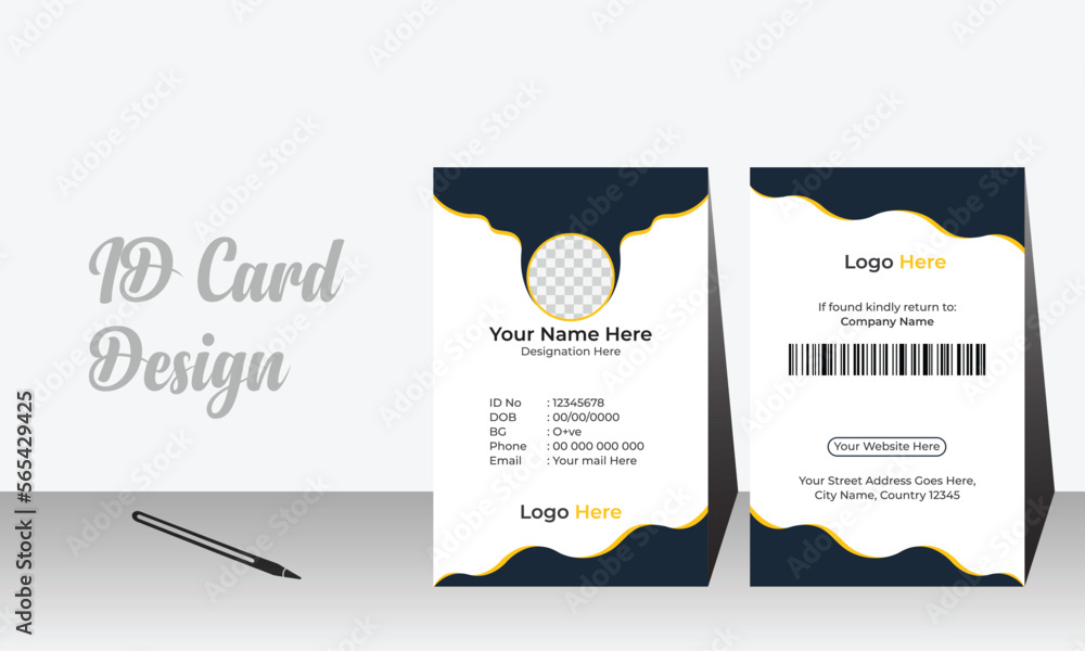 Wall mural Creative corporate luxurious curved Id card design template - vector illustration. - Wall murals