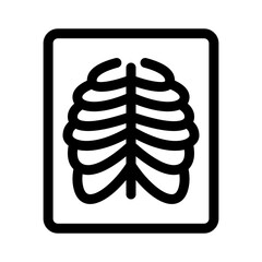 X-Ray Icon on white background. Simple outline style. Radiology, chest, scan, doctor, skeleton, bone, technology, medical concept. Vector Illustration