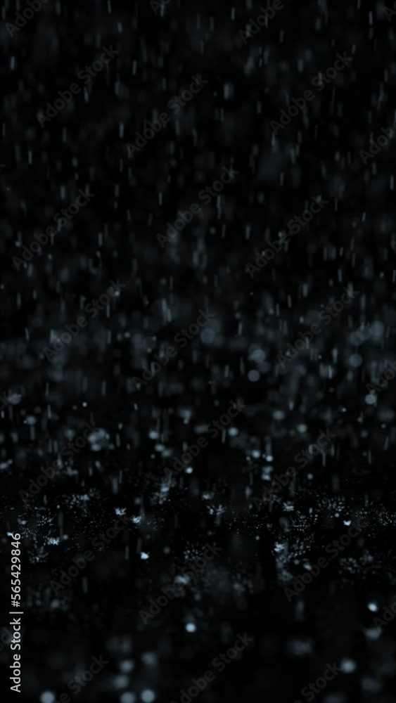 Poster realistic rain drops with bounce effect looping background. vertical video animation.