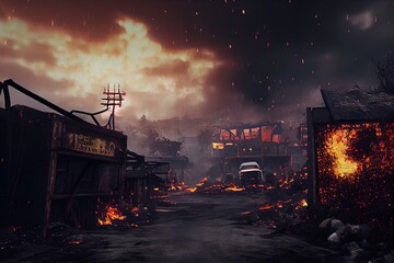 After the Apocalypse - 3D rendered computer generated image of a post-apocalyptic world after a cataclysmic, world-ending event. Extinction-level events (ELE) leave a barren wasteland with no humans