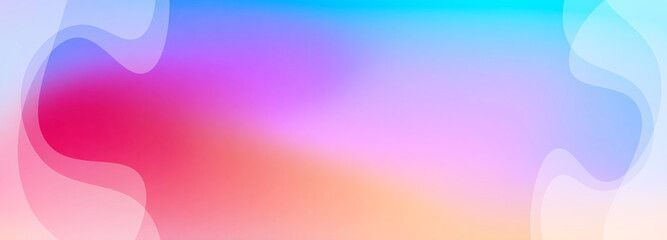 Abstract geometrical rainbow gradient digital web horizontal banner design template blank with place for text . Waves shapes.