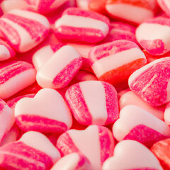 Valentines Day heart shaped red, pink, and white candy backdrop background generated by ai