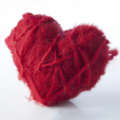 Valentine's Day Red yarn, felt, cotton, heart backdrop backgrounds Generated by AI