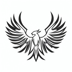 Phoenix Bird Black and White Logo Design - fiery bird that burns to ashes and is reborn. Also represents the city of Phoenix, Arizona
