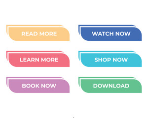 Modern minimal button set read more, learn more, book now, watch now, shop now, download