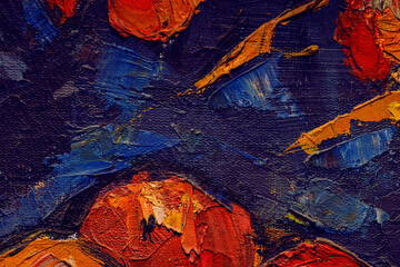 Abstract background closeup of a painting with brushstrokes. Rough art paint smear. Large...