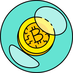 Bitcoin in Bubble Coin money Business financial sign economic trade illustration Semi-Solid Transpa