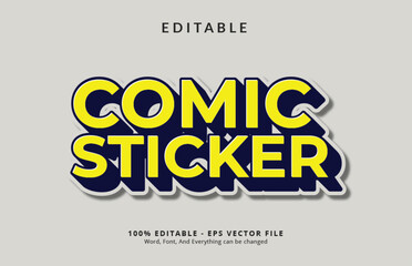 Editable text effect, Comic sticker style poster design