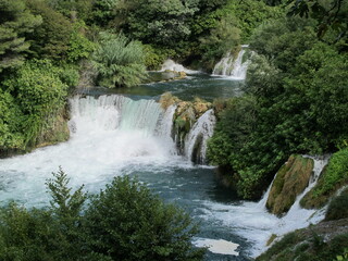 waterfall cascades in Krka National Park in Croatia

