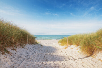 Fototapeta na wymiar Sandweg mit Blick auf die Ostsee