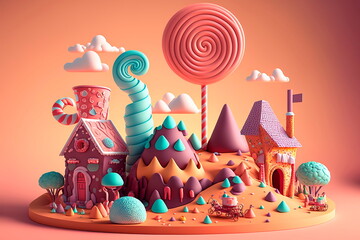 Fantasy  colorful candy landscape Generative AI