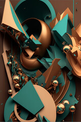 Modern abstract design vector style illustration in teal and brown colors. Designed using generative ai.