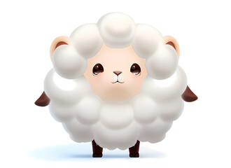 cute little sheep, lamb character isolated on white background . AI